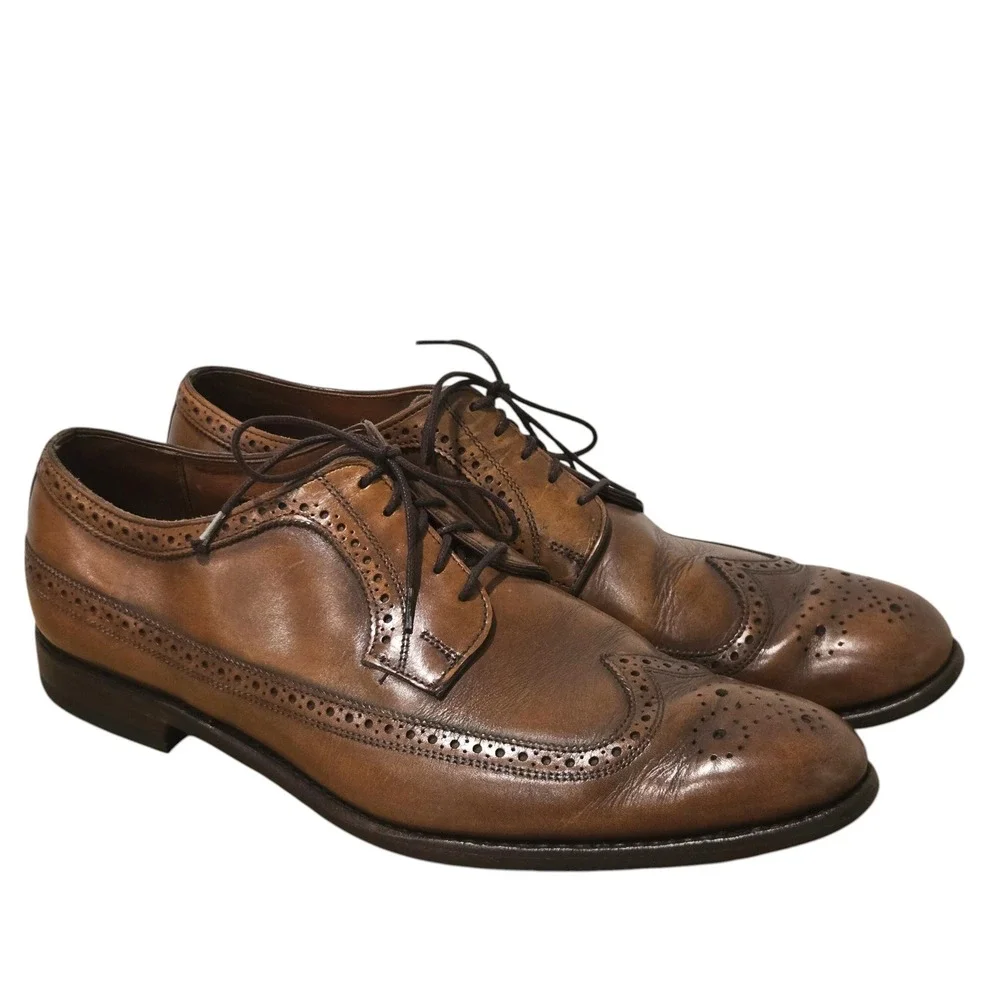 Allen Edmonds Leiden Shoes Mens 13 B Walnut Leather Wingtip Derby 1972 Brogue